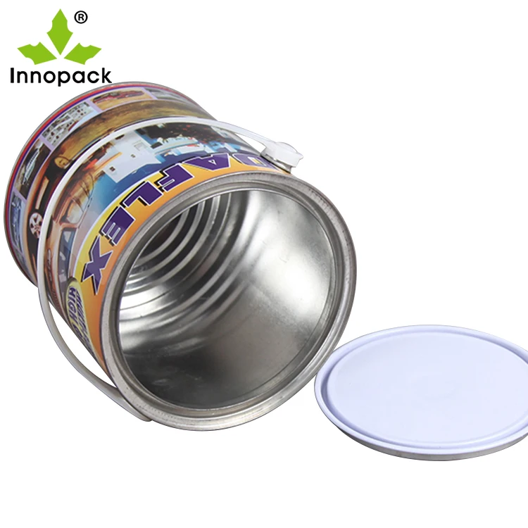 Customized Factory Price 4L 5L Seal Lid Paint Bucket With Handle Tin Can With Spout Lid Good Sealing For Paint