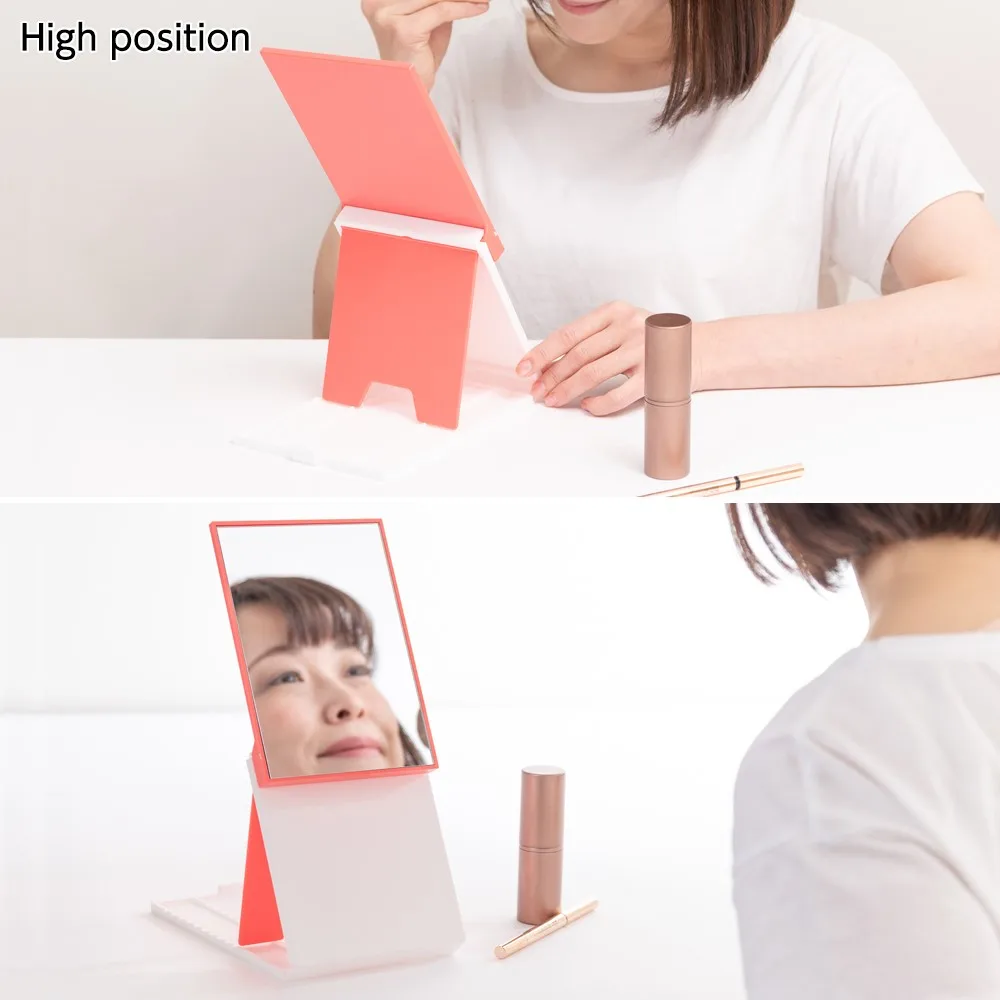 Japanese style portable vanity table mirror for reflecting pure colors