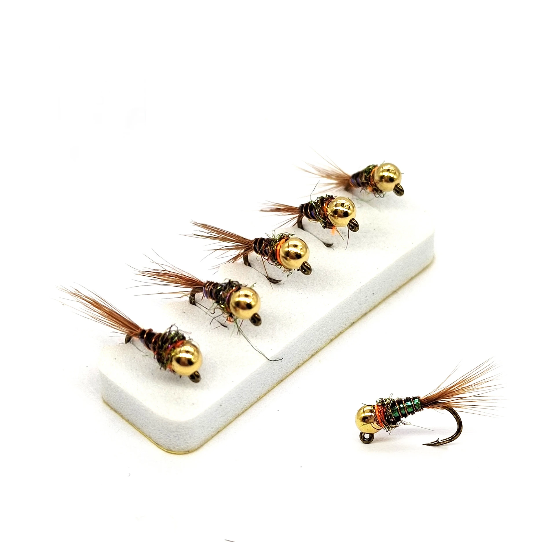 Tungsten Jig Brown Perdigon Nymphs Pheasant Tail Fly Euro Nymph Fast Sinking Trout Fishing Lure Flies Artificial Insect Bait