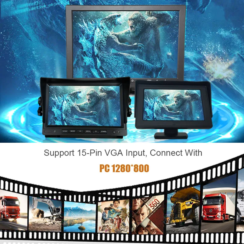 Security Portable Monitor with Remote Control VGA BNC USB Input Built-in Dual Speakers Monitor for Gaming CCTV