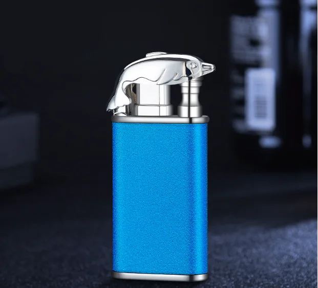 Hot Sale Crocodile Double Fire Cigarette Cigar Lighters Metal Lighter Luminous Jet Flame Lighter