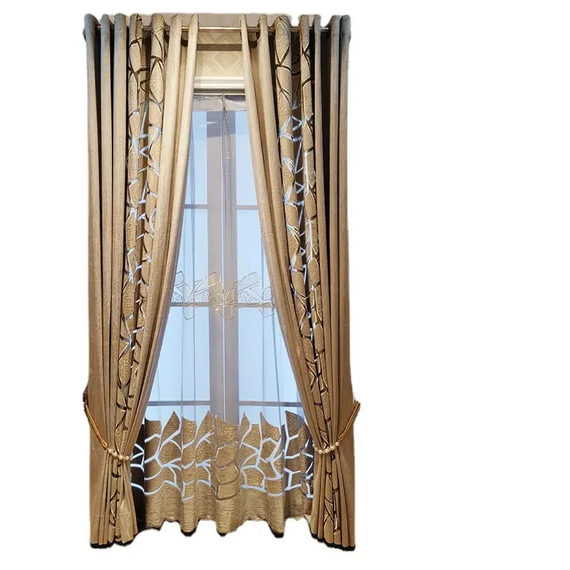Wholesale Modern Luxury Window Drapes Hollow-out Laser Embroidery Curtain Fabric for Living Room and Bedroom