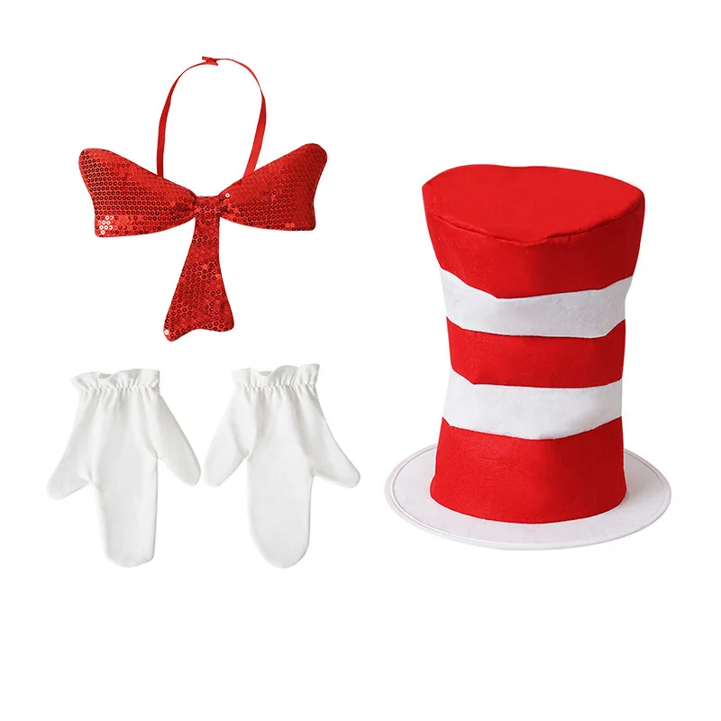 3 PCS Factory direct supply Halloween  birthday party hat cosplay stage props red White Striped High Hat