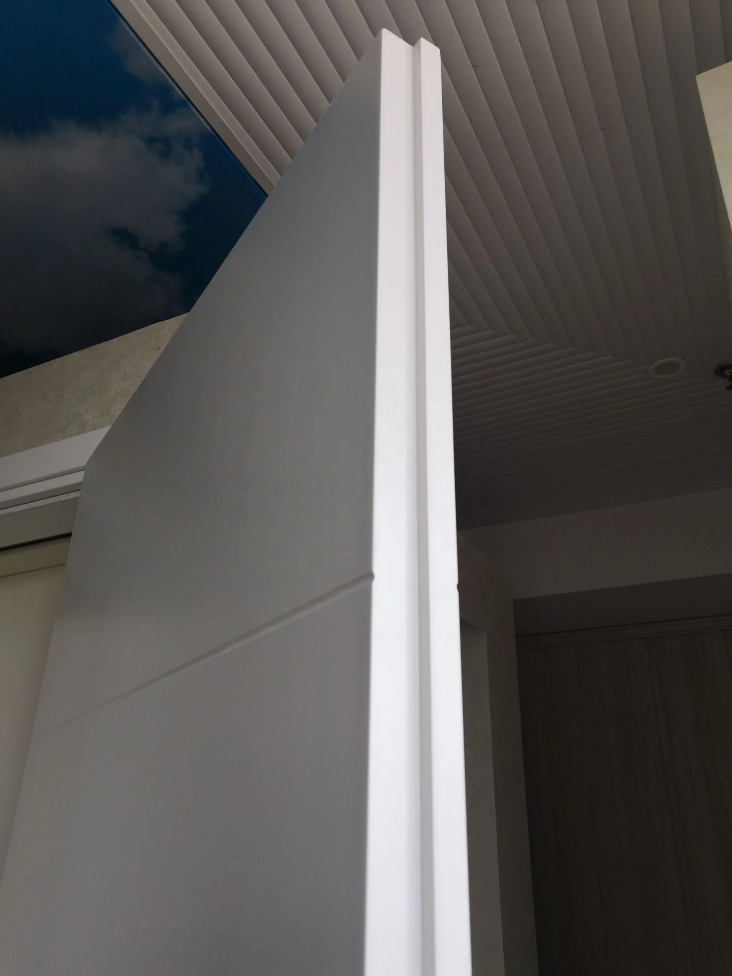 WPC Italy style door with pipe hinges in white for interior house bedroom door