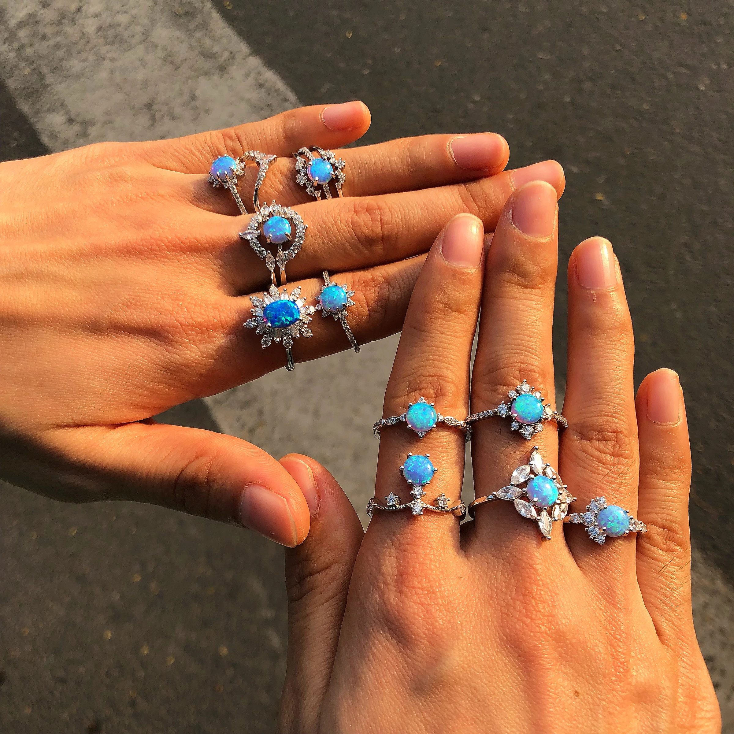 
Sevenajewelry SAR7313 Fashion jewelry sterling silver engagement rings,halo women rings opal jewelry 