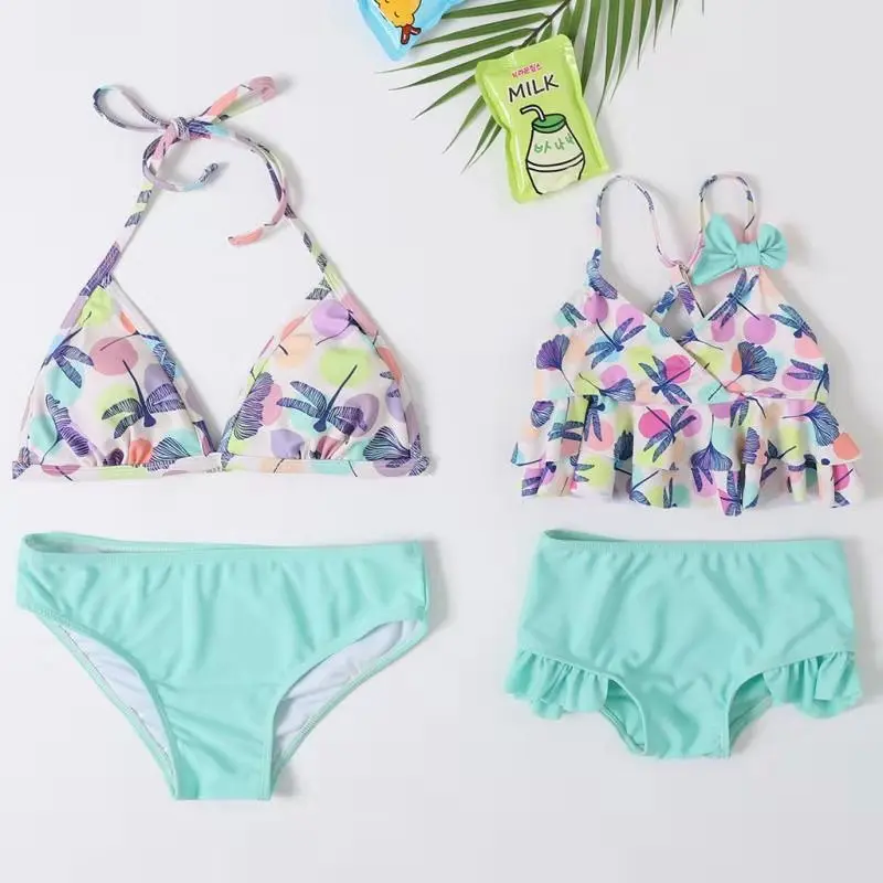 Custom Digital Printing Family Parent Women Child Beach Suit Swimsuit Beach Two Piece Swimsuit 2022 Swimwear