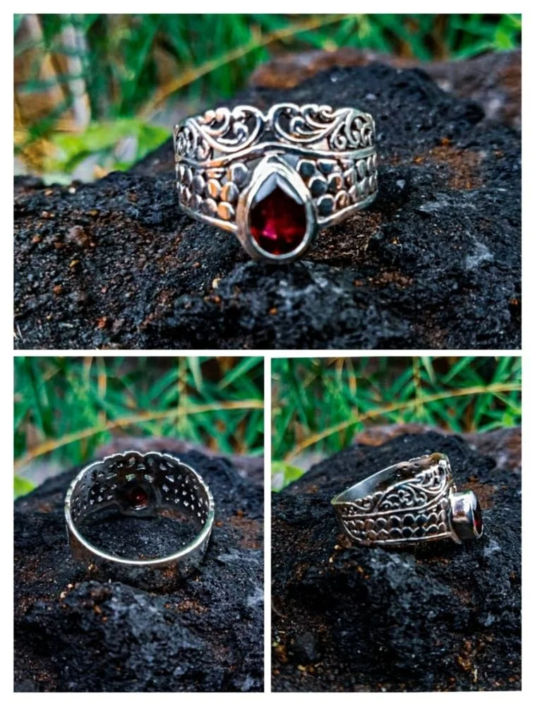 NY-R012-Bali Ornate Ring And Armadillo Style