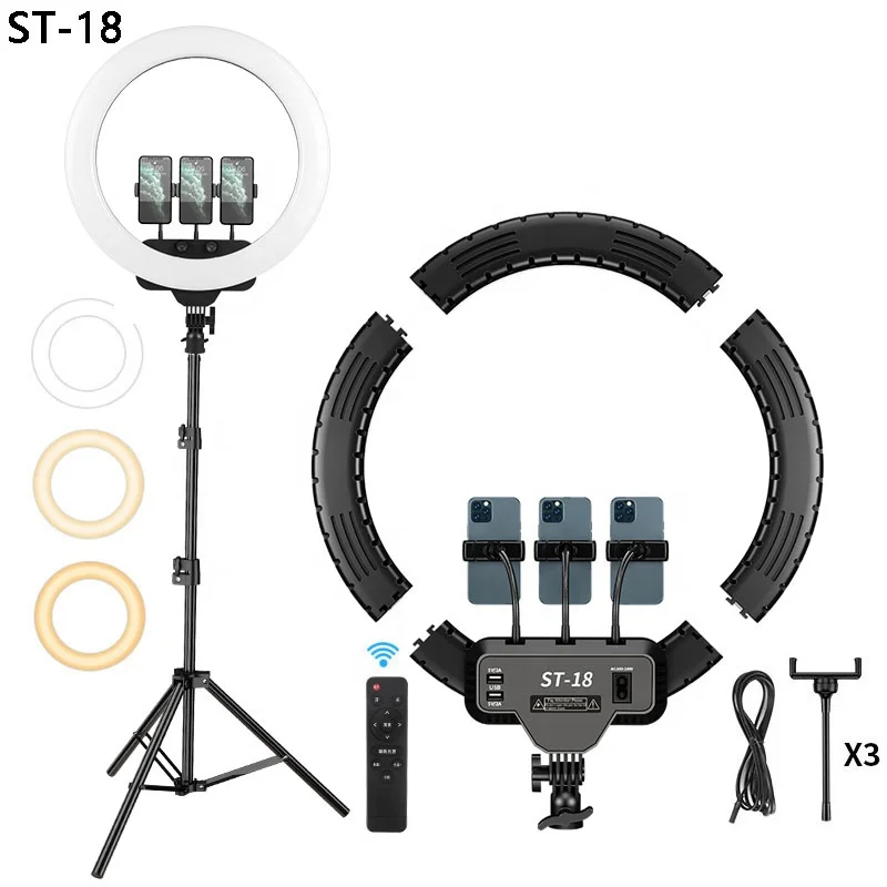 
Amazon Assembled Ring Lamp 18 inch 45cm With 2.1m Tripod Live Replenishment Light Make up Photograpgic Ring Light 