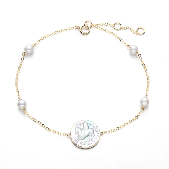 fashion bracelet jewelry CNC engraving nature mother oyster 18k gold jewelry fresh water pearl bracelet