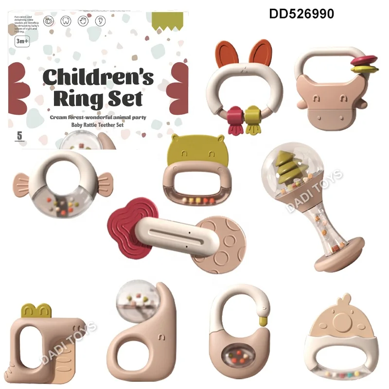 DADI OEM&ODM Early Learning Musical Toy Set Infant Grab Shake Rattle Sensory Teether Toddlers Chewing Teething Toys Baby Rattles