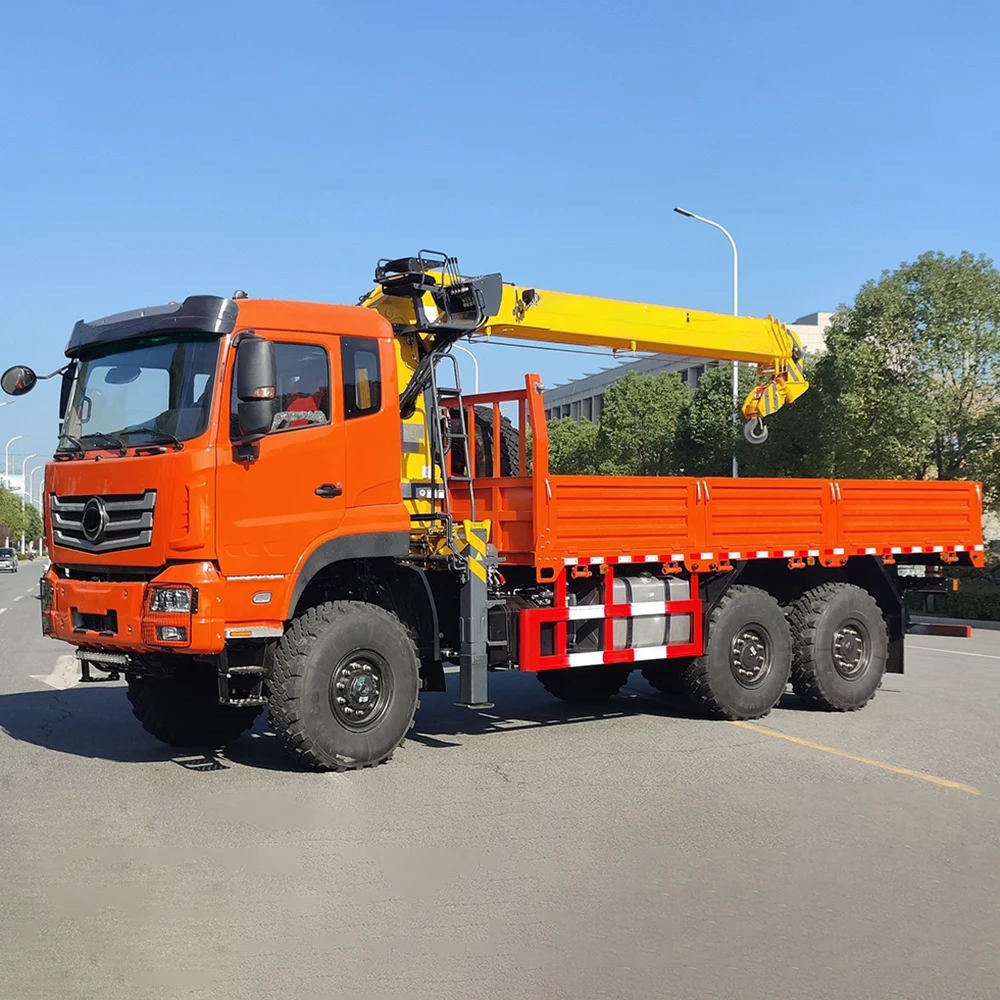 All Wheel Drive 6x4 Cargo Truck With 12 Tons Boom Crane With 5 Sections Boom Crane Truck Mounted Crane