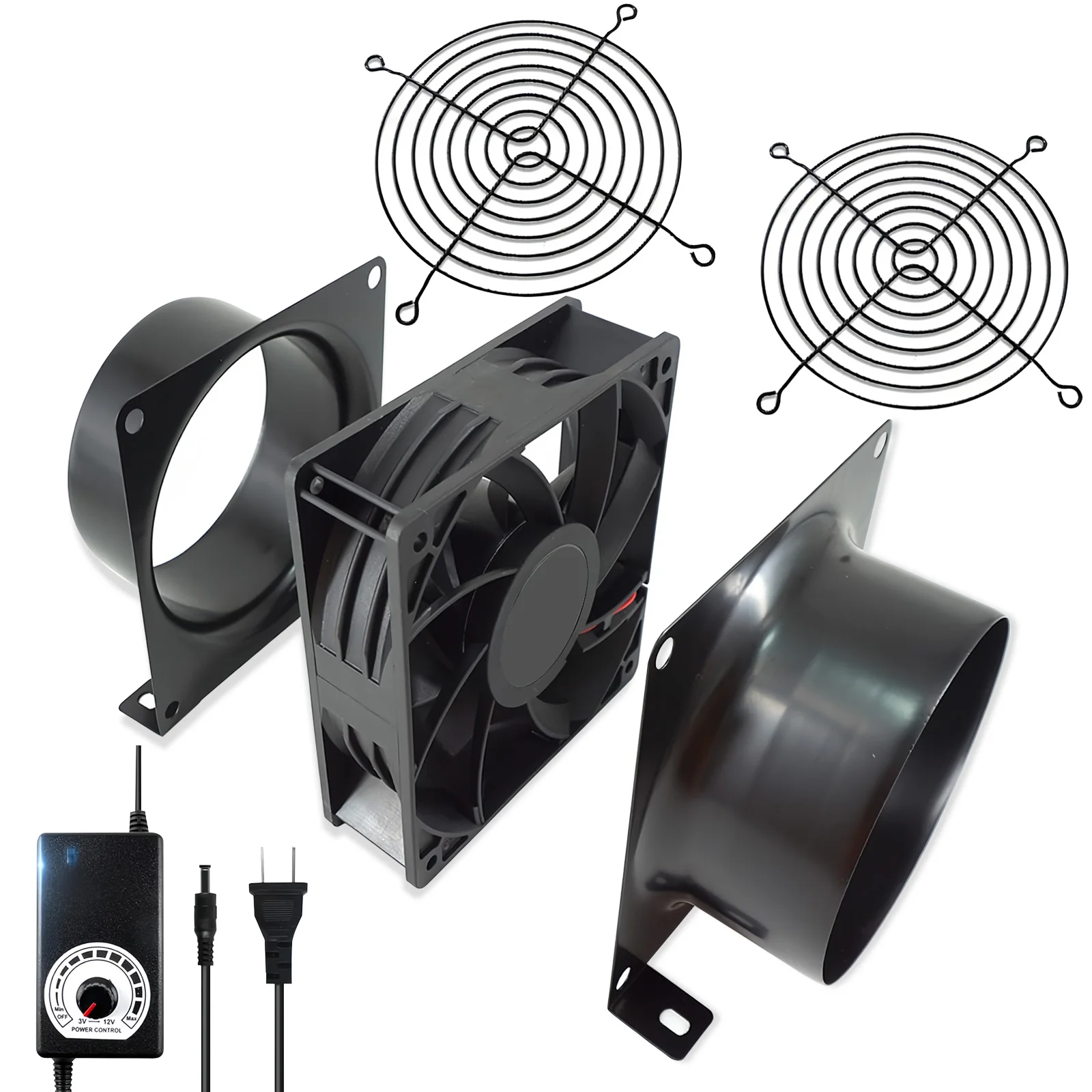 4 inch Axial Exhaust Fan 100mm 12V DC Vent Fan with Air Exhaust Fume Smoke Extractor Fan Kit for DIY Soldering, 3D Laser,