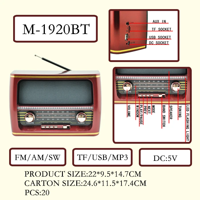 Kemai 1970 Antique Boombox Old School Model Portable Am Fm Vintage Radios Usb Mp3 Music Old Look Fashion Style Wooden Radios