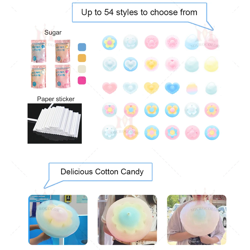 Custom Fully Automatic Cotton Candy Vending Machine Making Cotton Candies Machine with Accessories/Sugar/Paper Stick