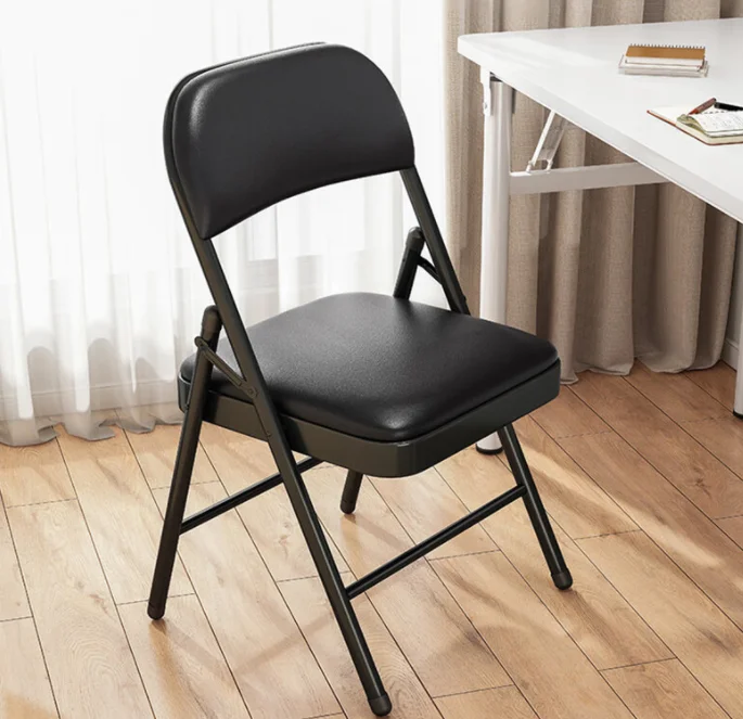 China Wholesale Folding Chair Metal Household Simple Backrest Portable Dining Training Office Computer Chair Stool