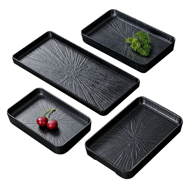 Hot Sale Rectangular Melamine Compartment Meat Plate For Restaurant
