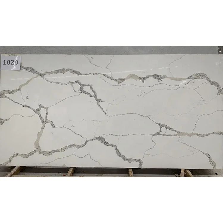 Artificial white engineered calacatta oro marble quantum quartz for worktop