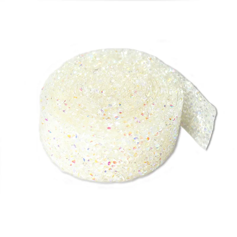 Hotfix Colorful AB Rhinestone Trim Chain Crystal Fabric Ribbon Strass Banding Resin Applique for Clothes Crafts