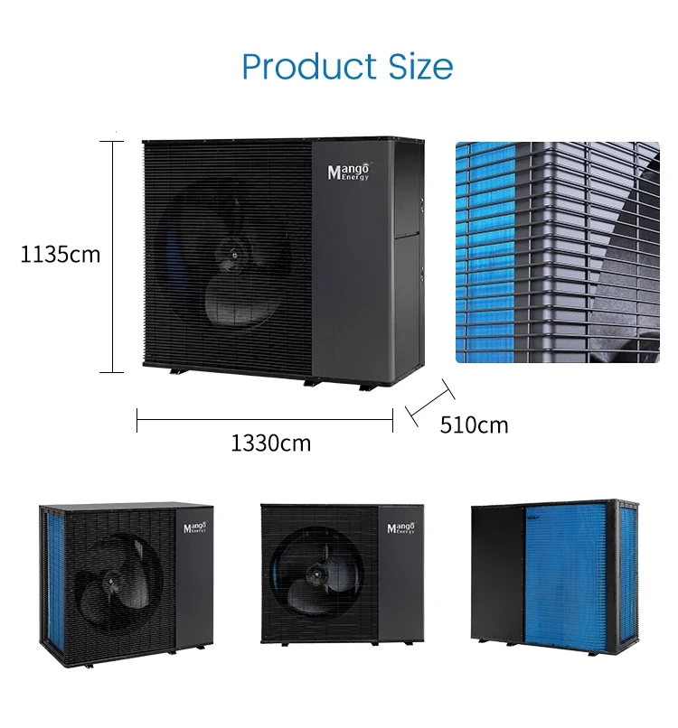 Monoblock DC Inverter heating system Heat Pump single fan R290 cooling Air source 75°c hot water heat pump