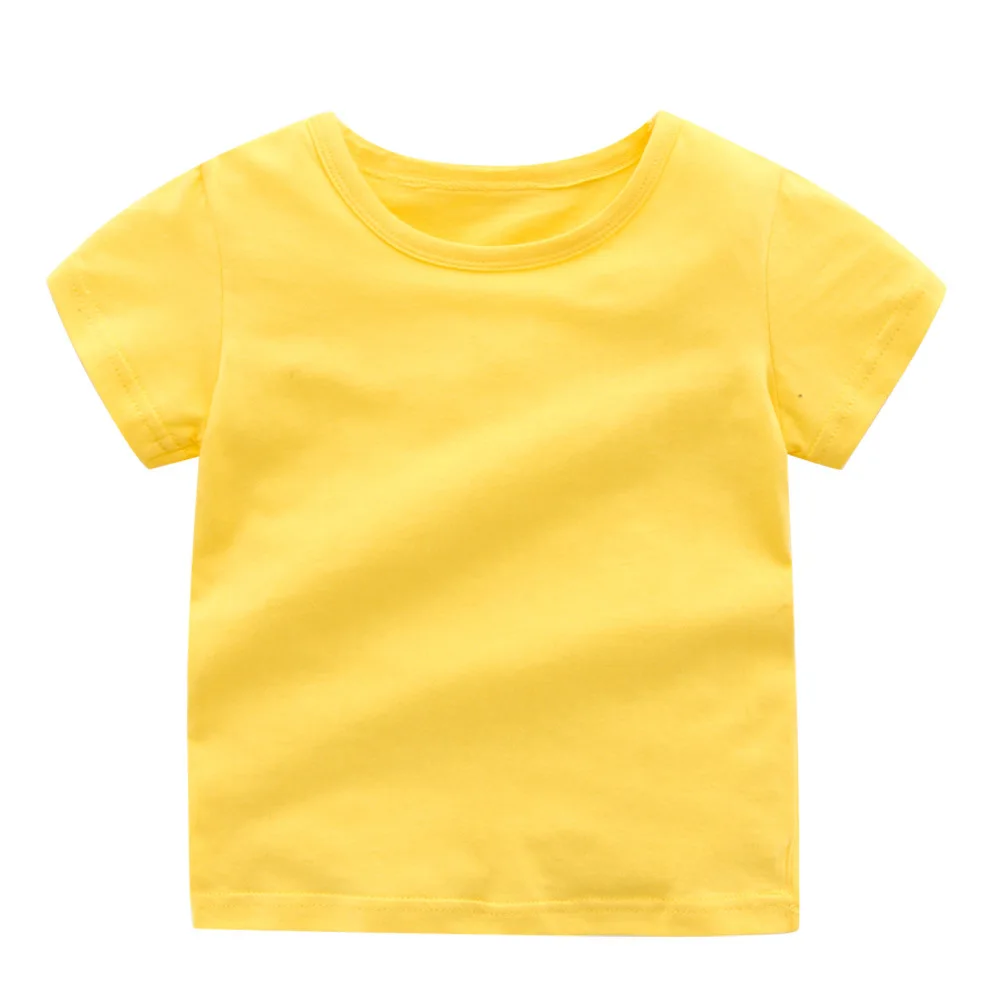 Unisex Personalized Infant Baby Basic T-Shirt Toddler Short Sleeve Solid Color Kids Plain Blank Tees Shirts for Boys Girls 6M-5T