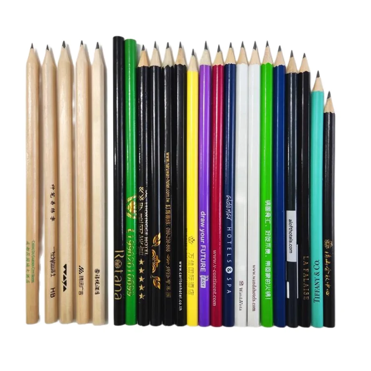 Hotel Guestroom Logo Brand Printed Black Wooden Pencil OEM