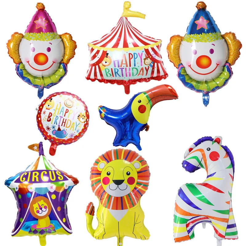 Wholesale animal shaped  Zebra Toucan Lion Cute Circus theme balloons for kids party decoration