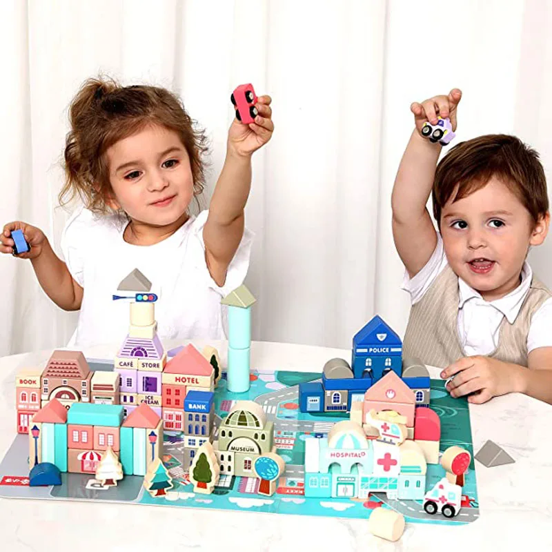 Wholesale hot selling custom logo colorful Educational Learning kids learning toys with City Map Construction