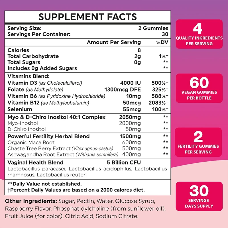 Private Brand Female Fertility Support Hormone Balance Gummies Female Fertility Gummy Boost Energy Female Fertility Gummy