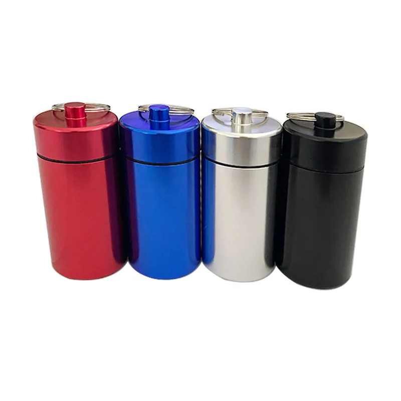 Aluminum Metal Pill Box Case Organizer with Keychain,Outdoor Medicine Bottle Key Ring Small First Aid Drug Holder Pill Container