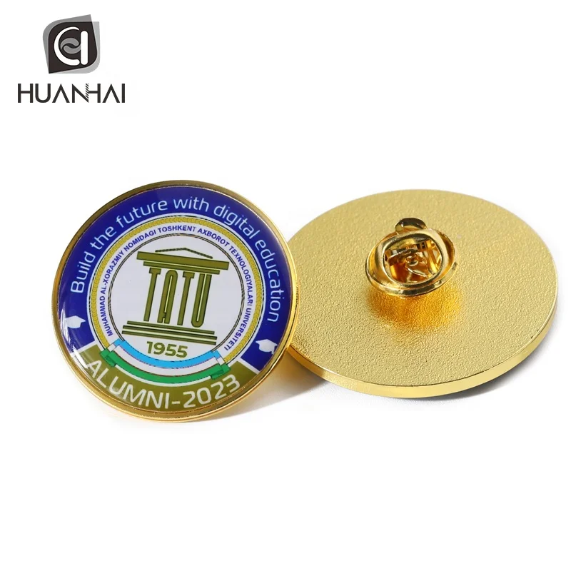 custom gold metal 30mm logo blank sublimation lapel pin with epoxy