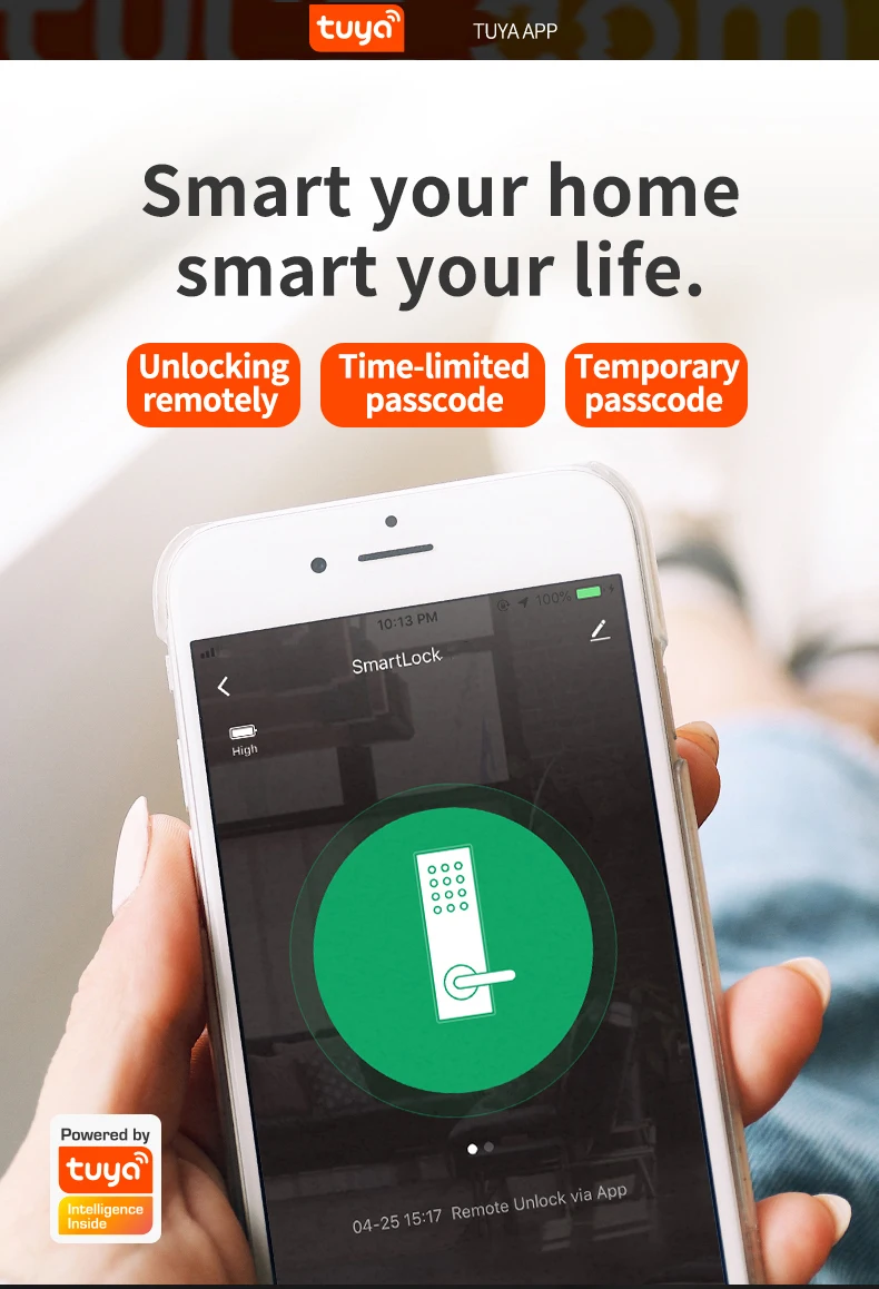 TYSH Wholesale Factory Price Electric Tuya App Wifi Fingerprint Smart Digital Door Lock Outdoor Support 4585/5050 Mortise