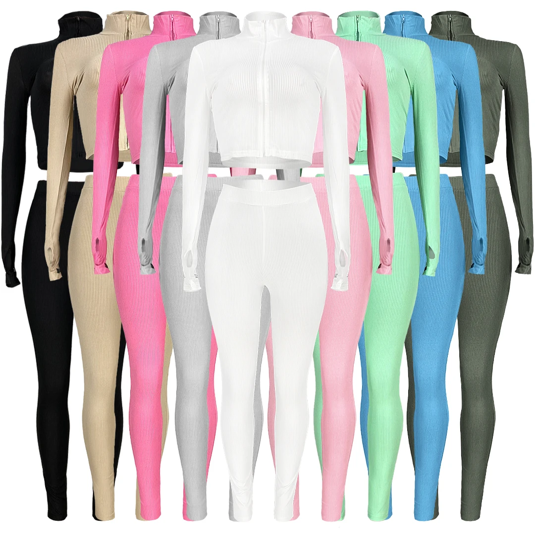 Women Sweatsuit New Designer Gym Sport Suit Two Piece Tops and Pants Leggings Tracksuit