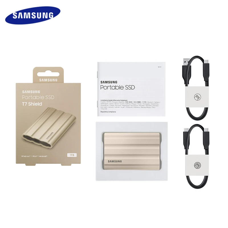 Original Samsung Portable SSD T7 Shield 1TB 2TB Hard Drive High Speed External  Solid State Disk Compatible For Laptop Desktop