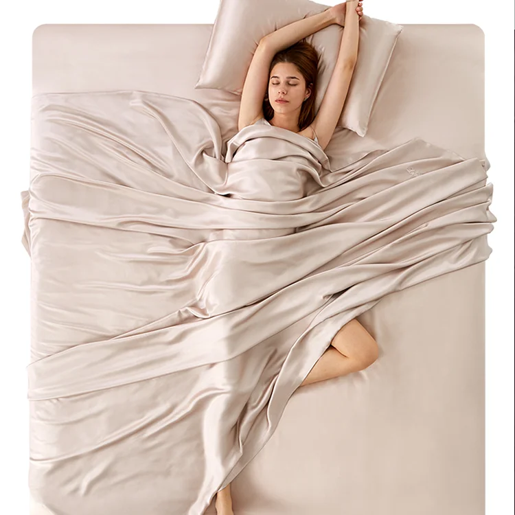 custom 6A silk flat sheet queen size real silk fitted bed sheet luxury 100% pure mulberry silk sheets set