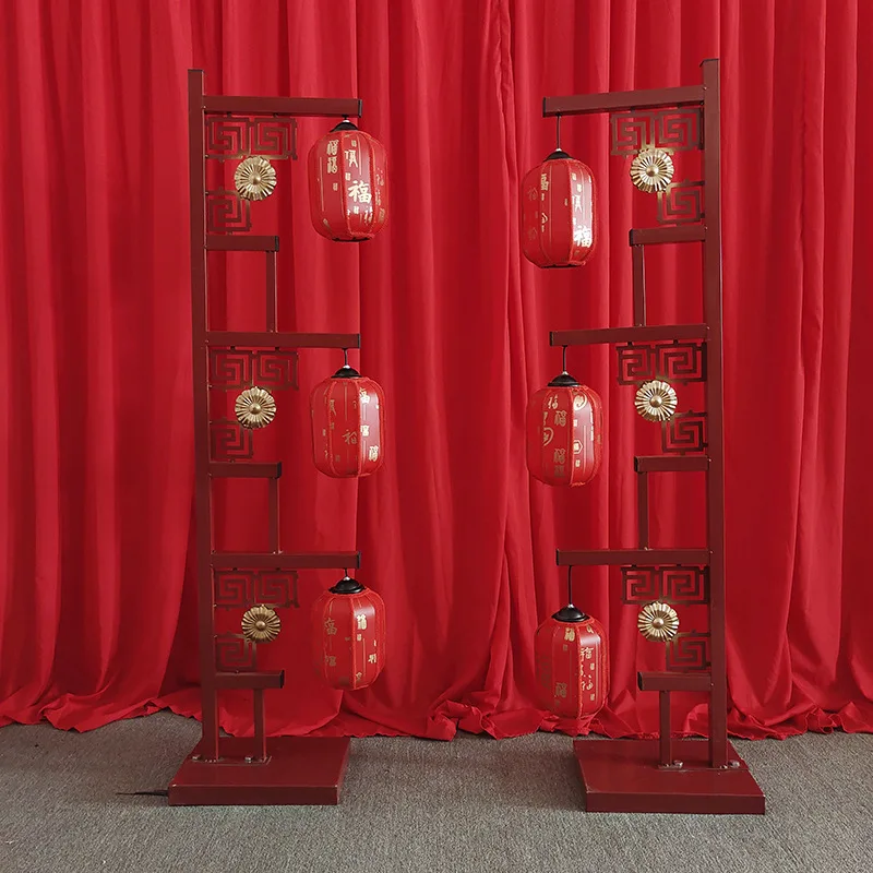 Trendy Retro Floor Lamp Wedding Stage Led Screen Festival Chinese Paper Lantern With Light