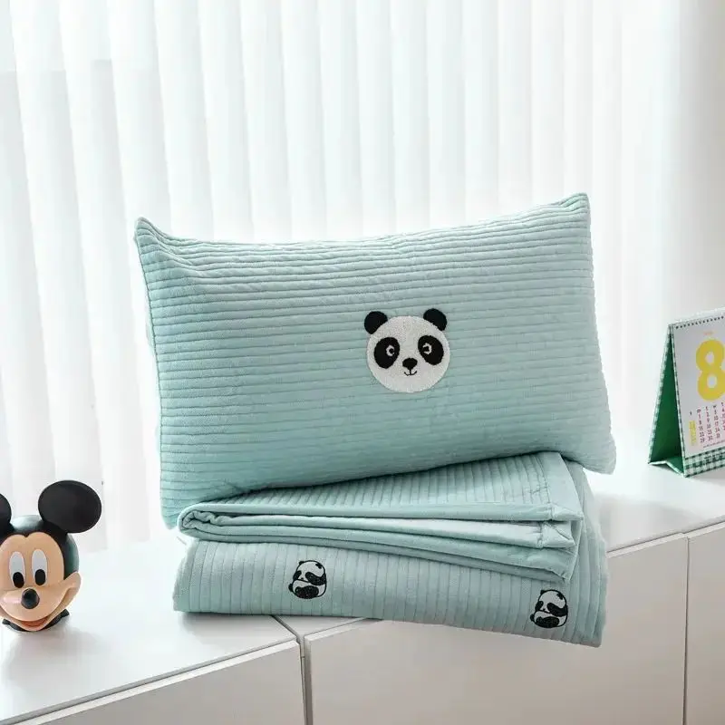 Korean Embroidery Quilted Cotton-Fleece Blend Bed Cover Custom Size Three-Piece Baby Fleece Thickened Sheets for Autumn Winter