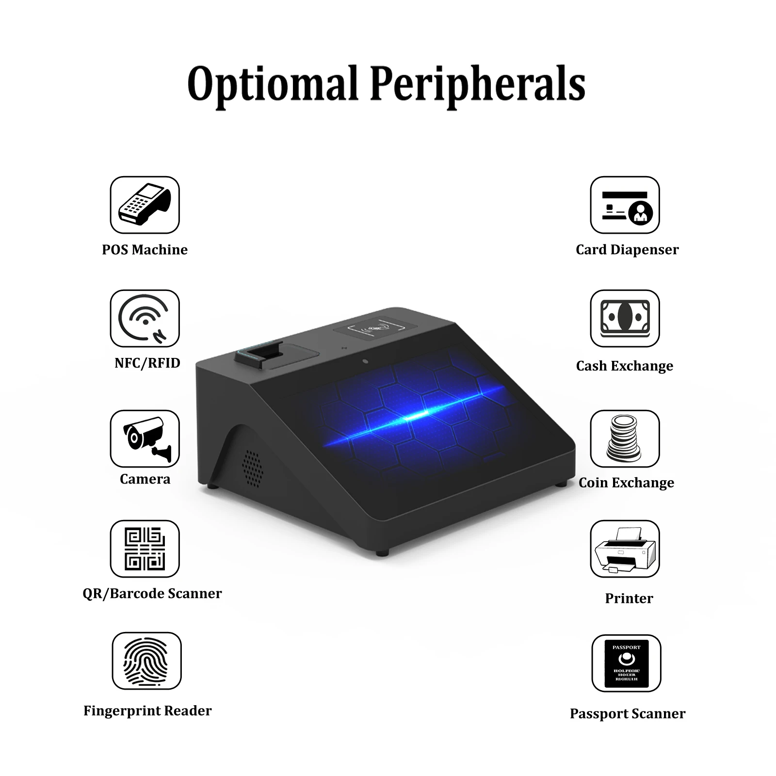 Windows Android Mini Kiosk 15.6 Inch Touch Screen Pos Systems Passport Reader Support Nfc with Barcode Scanner