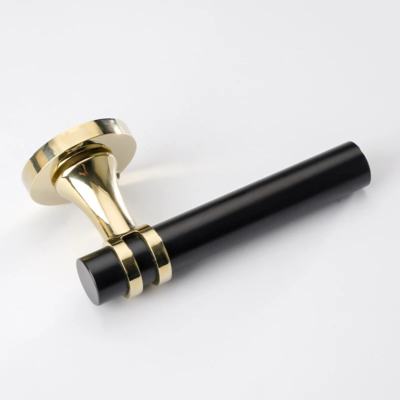 2022 European Style Door Handle Furniture Zinc Gold Round High Quality Inner Door Handle Magnetic Door Loc