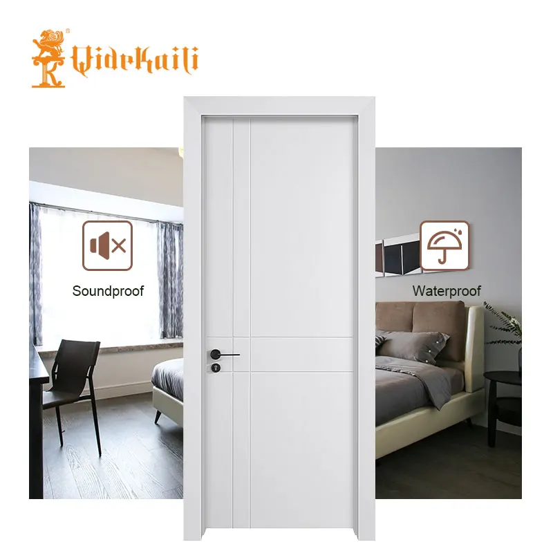 Wholesale Qide 5 Panel Internal White Painted Primed Acoustic Soundproof Living Room Safety Doors For Home