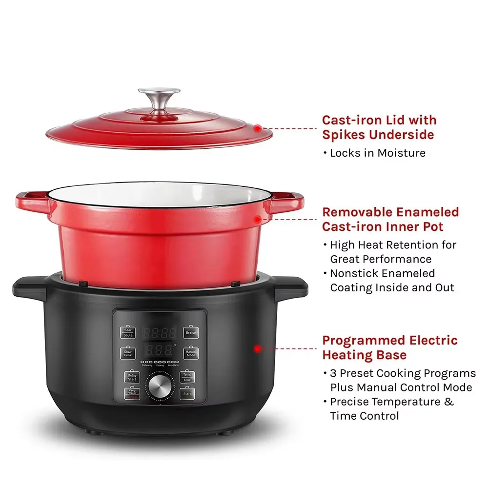 Multi-functional Slow Cooker For household with LCD Display and Knob Control and easy to clean