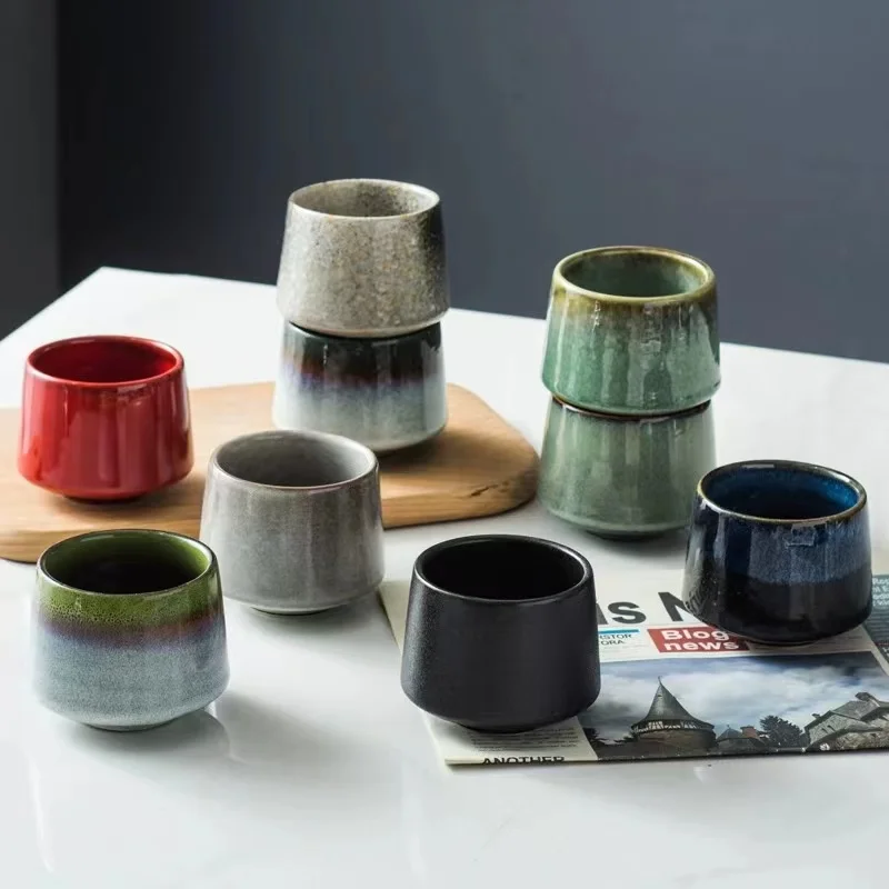Custom Gift Japanese Retro Ceramic Home Water Cup Espresso Cup Coarse Pottery Kung Fu Tea Cup Tea Ware