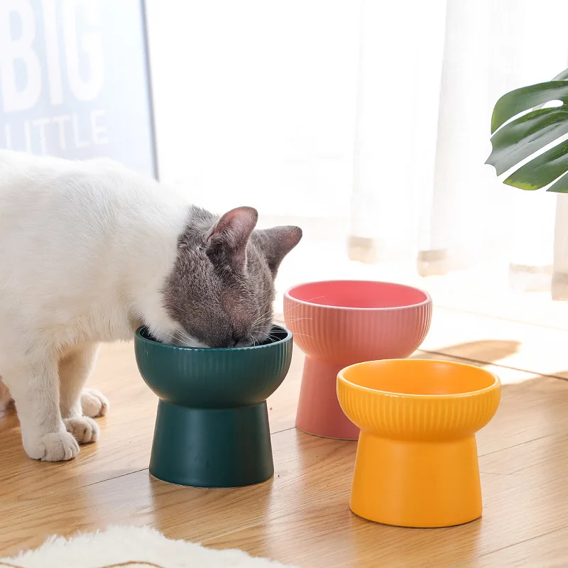 Hot Selling Pet Ceramic Bowl Tall Slant Flat Raised Bowl for Cats and Dogs Ceramic Pet Bowls and Feeders