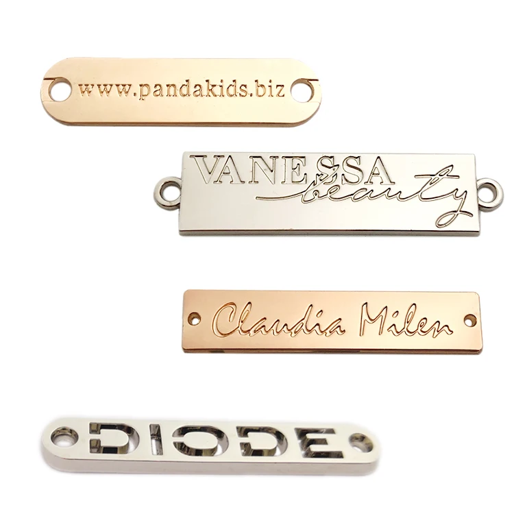 Maker made engraved brand logo custom metal tag label for clothing hat