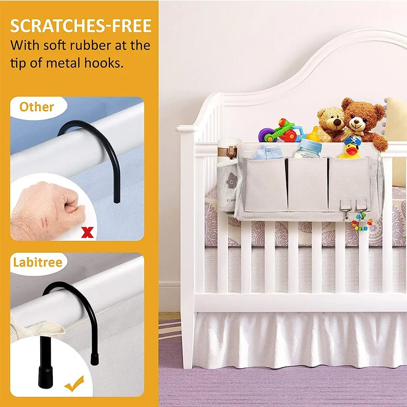 OEM Baby Bed Diaper Hanging Storage Bag Crib Organizer Canvas Large Capacity Bed Side Commodity Shelf Grocery Storage Rack Bags