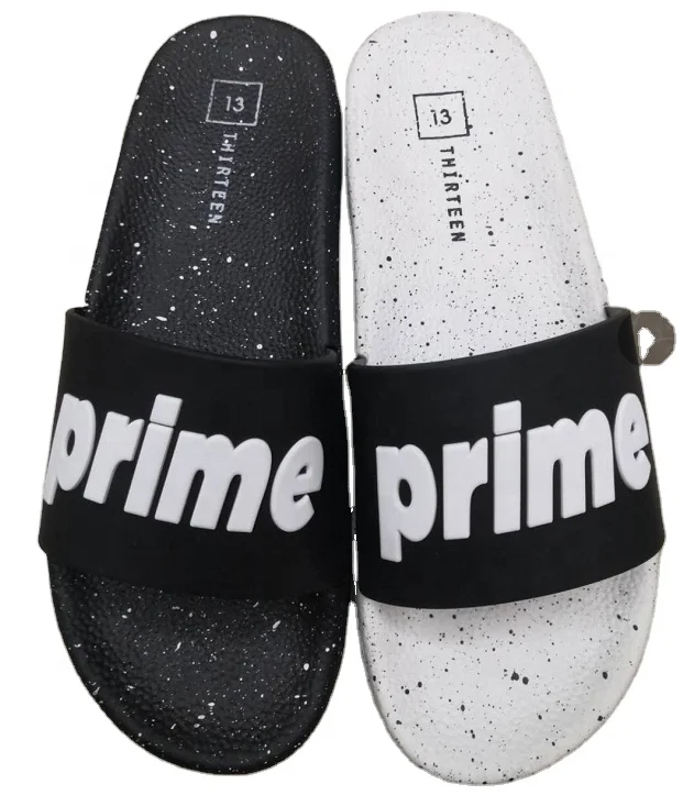 Wholesale custom embossed rubber sides slipper designer sliders footwear men slides with logo women slipper