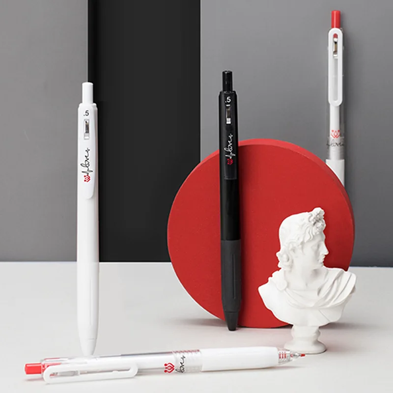 0.5mm ST Tip Simple Student Retractable Gel Pen Writing and Signing Black Red Ink Gel Ink Pen for school and office