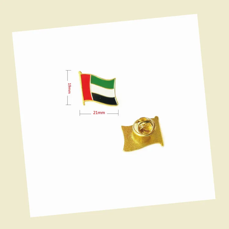Custom Country Flags Printed Enamel Pin Metal Lapel Pins UAE Flag Pin For Clothes