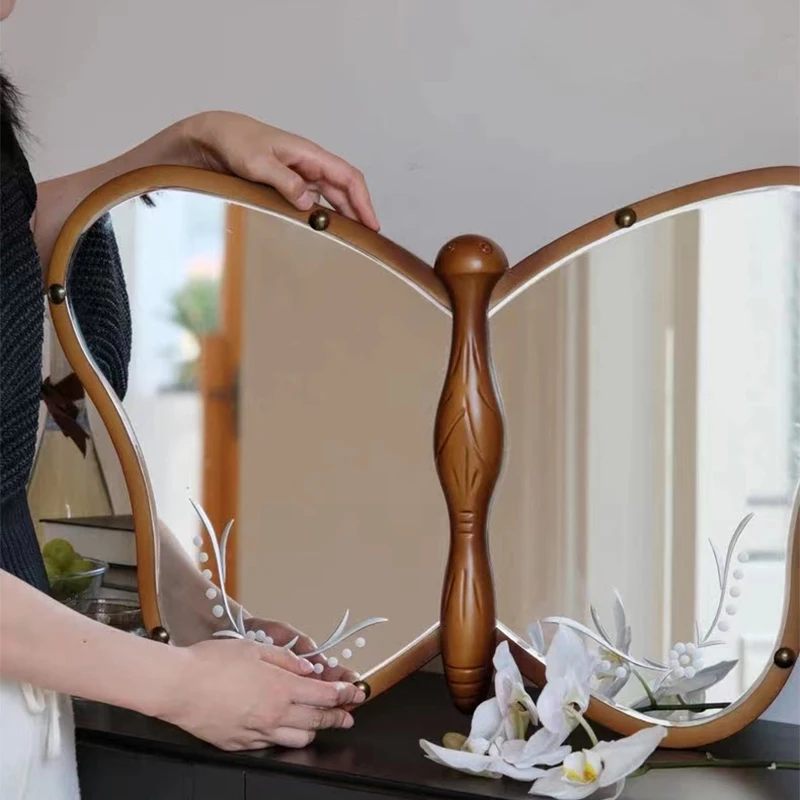 MD heart furniture |  Wooden atmosphere classical decorative carved butterfly shape wall designer hotel home use niche mirror