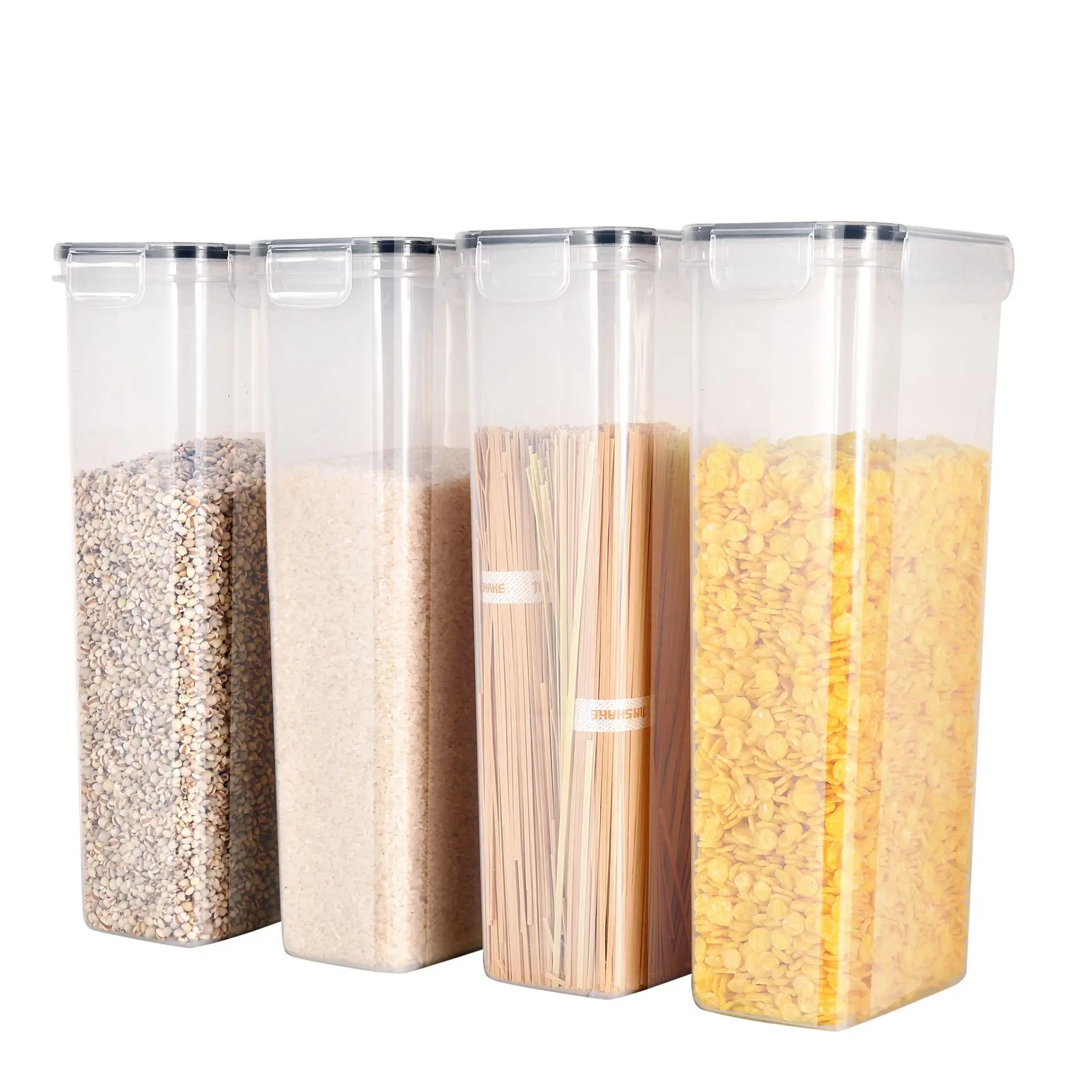 2.8L Plastic Canisters Jar with Lids Kitchen Airtight Tall Clear Food Storage Container Set for Spaghetti Noodles Pasta