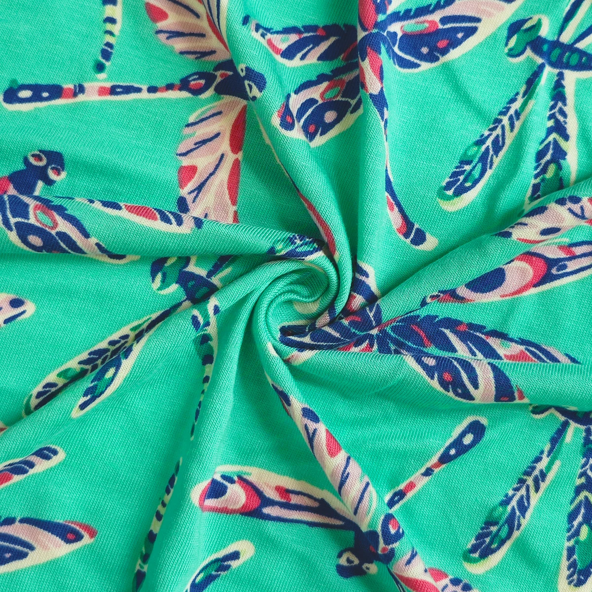Custom Wholesale Anti-Bacteria 70% Bamboo 30% Cotton Dragonfly Printed Single Jersey Fabric For Women Clothing